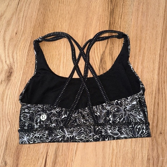 Lululemon Energy Bra Infinity Energy Bra Alpine White Black Size 4 - Picture 1 of 9